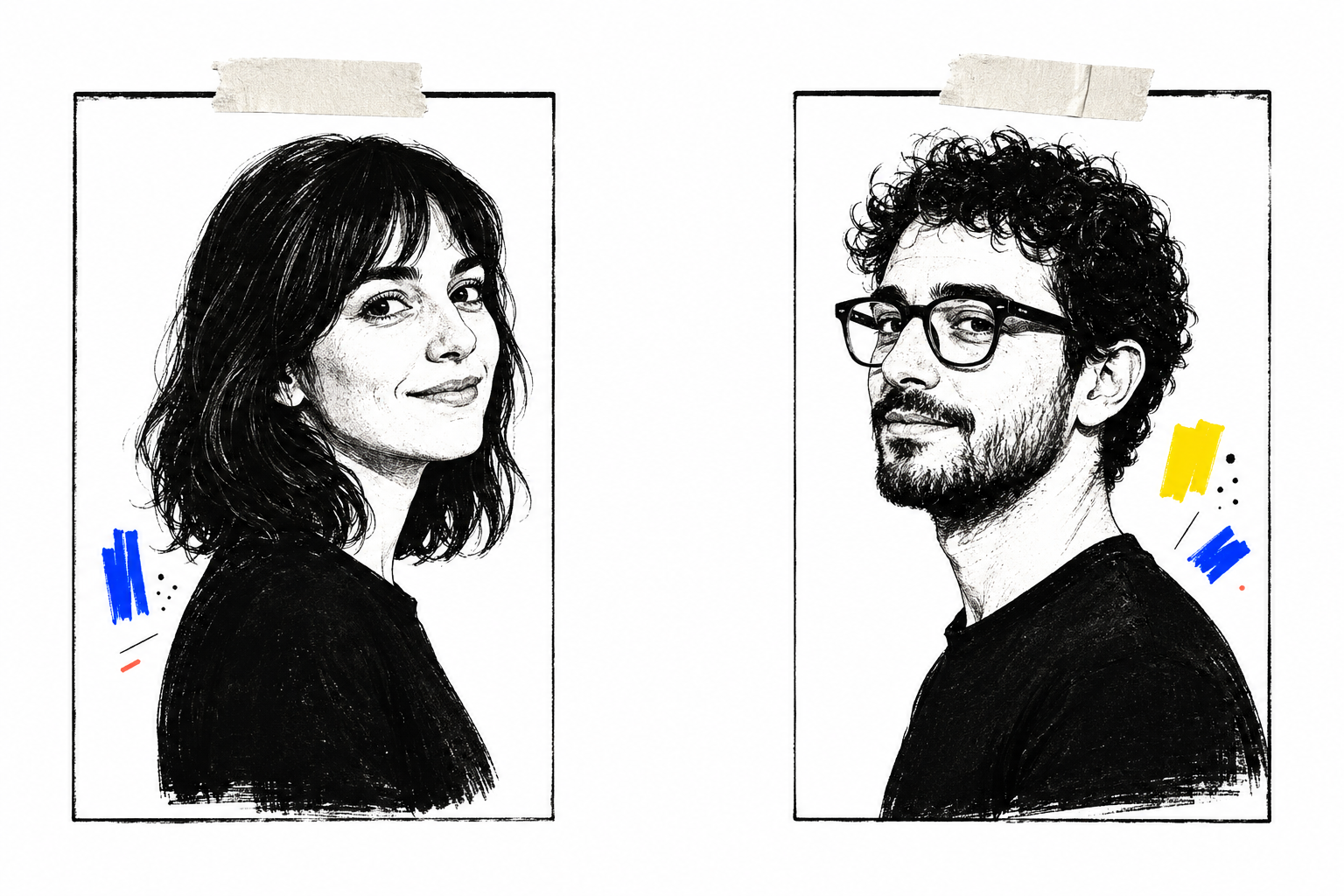 Ritratti illustrati di Marta e Mattia